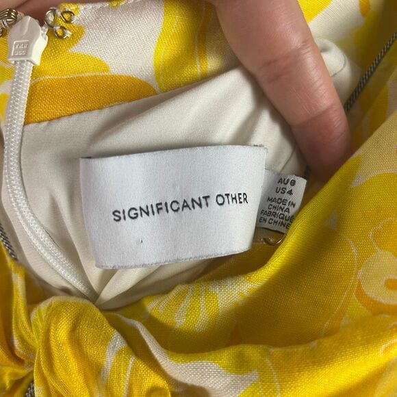 Significant Other Cutout Linen Floral Mini Dress Size US 4 - Picture 4 of 8